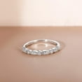 thumbnail image 2 of 925 Sterling Silver Wedding Band for Women Cubic Zirconia Marquise & Round Milgrain Half Eternity Stackable Ring Size 5-10, 2 of 6