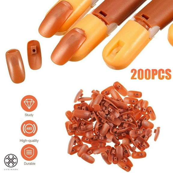 Luxtrada 200/100Pcs False Nail Tips DIY Nail Training Manicure Tool Nail Art Tips Replacement Refill Nail Tips for Practice Hand Nail Display Manicure Supply for Training