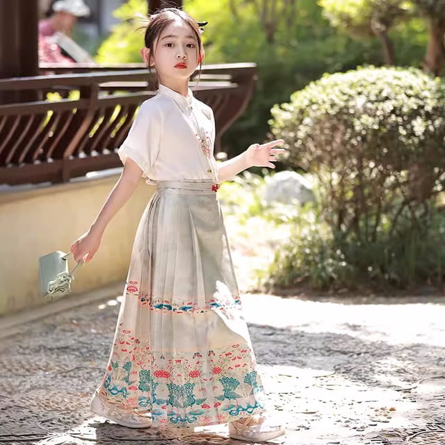 Jupe Visage de Cheval pour Filles Style Traditionnel Chinois Robe Hanfu Été Style Tang Jupe FJH