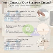 YODOLLA Sleeper Chair, 38 Extra-Wide 3-in-1 Convertible Pull-Out Single Sofa with Adjustable Backrest and Cup Holder, Beige(One PC)