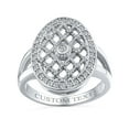 thumbnail image 4 of Bling Jewelry Womens Art Deco Large Oval Pave Cluster CZ Statement Engagement Ring Sterling Silver, 4 of 6