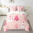 YST 7Pcs Pink Christmas Kids Bedding Set for Boys,Twin Size Comforter