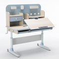 thumbnail image 2 of Children Kids Multifunctional Adjustable Study Desk with Double-Winged Swivel Chair - Blue, 2 of 5