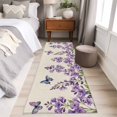 thumbnail image 4 of 2'x6' Rug Runners for Hallways Kitchen, Purple Flowers Non Slip Entryway Beside Floor Carpet Runner, Butterfly Spring Floral Rustic Farmhouse Laundry Room Bedroom Throw Rugs Mat for Family Pet, 4 of 8
