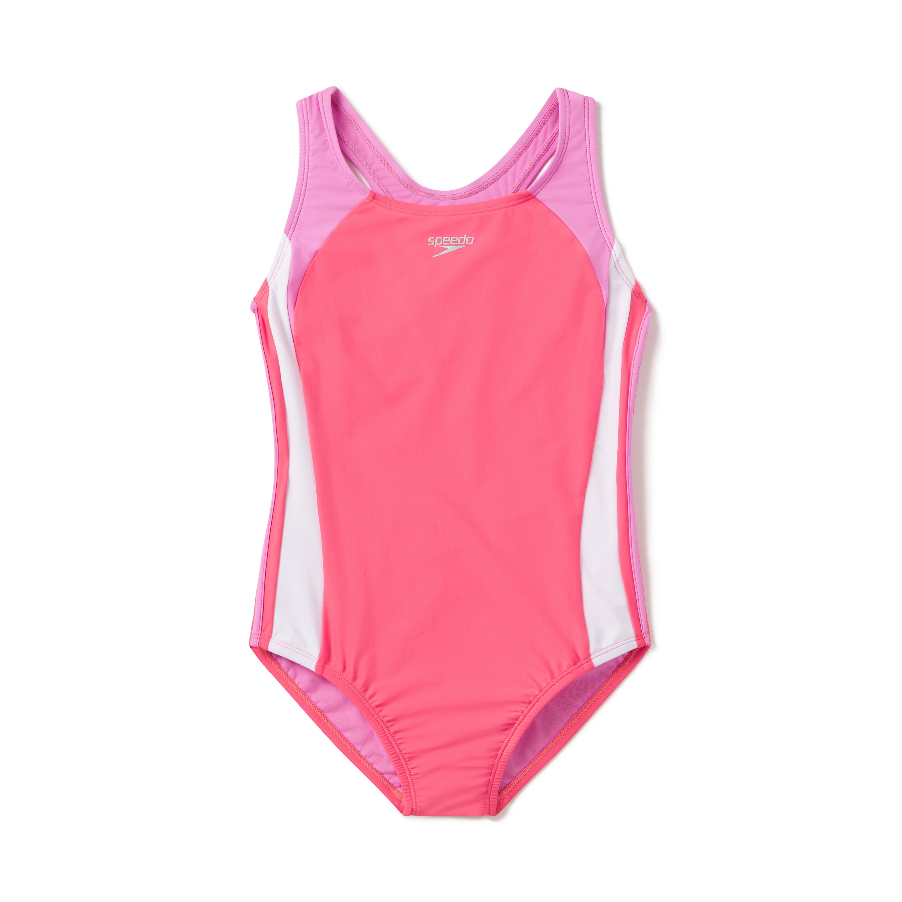 Speedo Girls Infinity Splice One Piece Thick Strap Swimsuit - Coral Paradise, Size: 8
