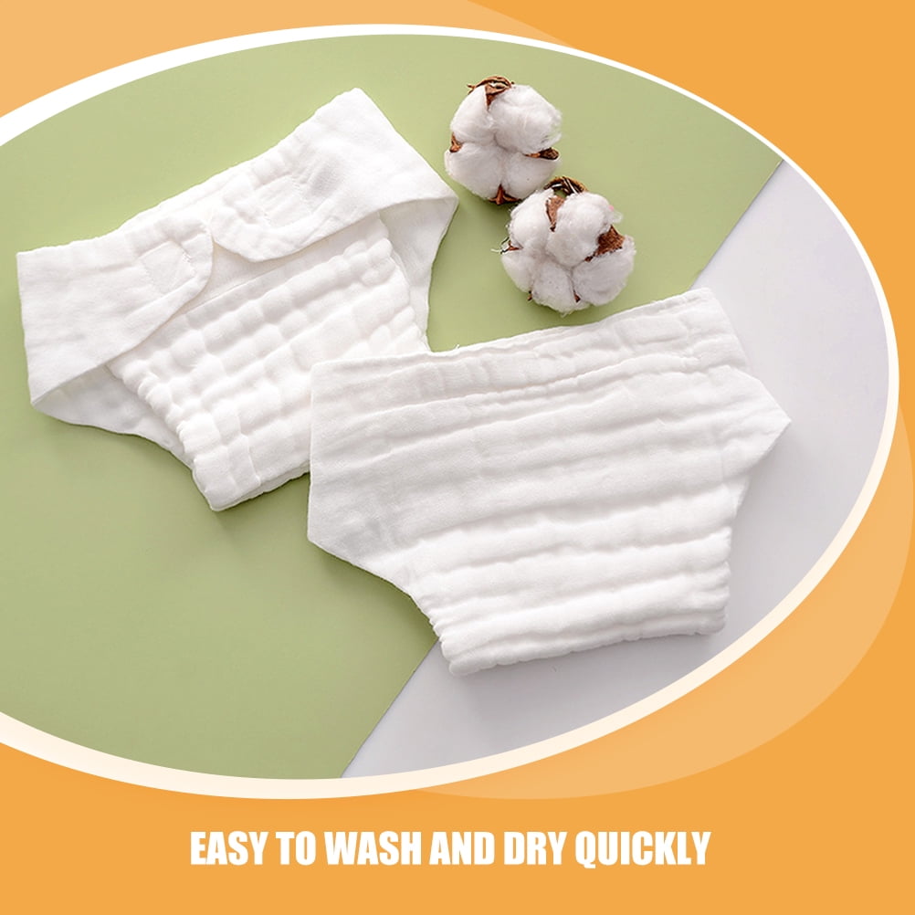 Homoyoyo 5-Pack Baby Cotton Nappies Reusable Soft Breathable Diapers Prevent Irritation for Sleep Use White
