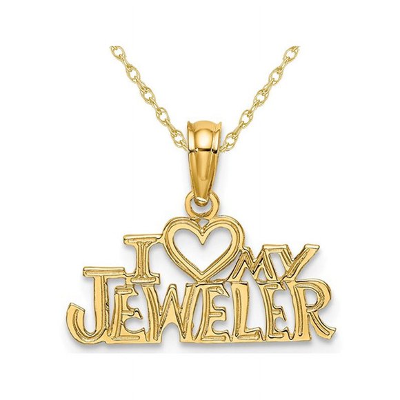 14K Yellow Gold - I Love My Jeweler - Pendant Necklace Charm with Chain