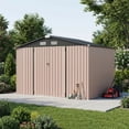 thumbnail image 5 of Clouddwell 10 x 8 FT Shed Outdoor Storage Shed with Double Hinged Large Door, Large Metal Shed with Lockable Door & Sloped Roof for Garden, Patio and Backyard, Brown, 5 of 7