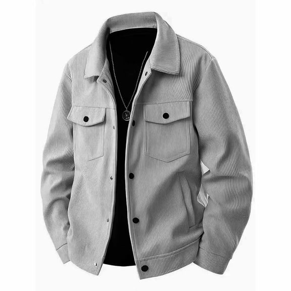 Men's Corduroy Shirt Jacket Retro Western Shacket Button Down Jackets With Flap Pockets Fall Winter Casual Coats XL