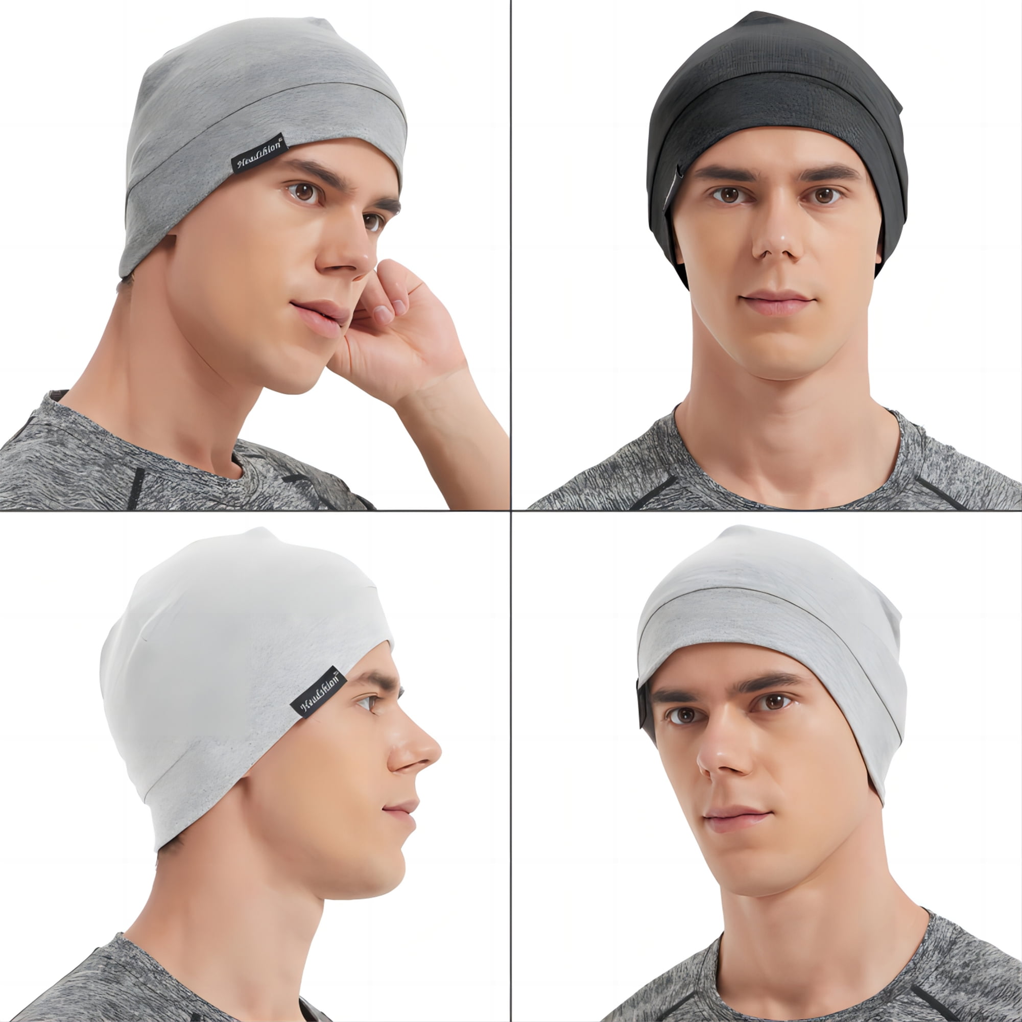 帽子 everyone cotton beanie (GRAY) Headshion Cotton Beanie Skull Cap, 4 Pack Double Layered Sleep Hat