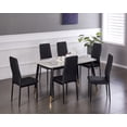 thumbnail image 1 of Dining Chair Set of 6, Modern Minimalist Dining Chair Fireproof Leather Sprayed Metal Pipe Diamond Grid Pattern Restaurant Home Conference Chairs, Black, 1 of 10