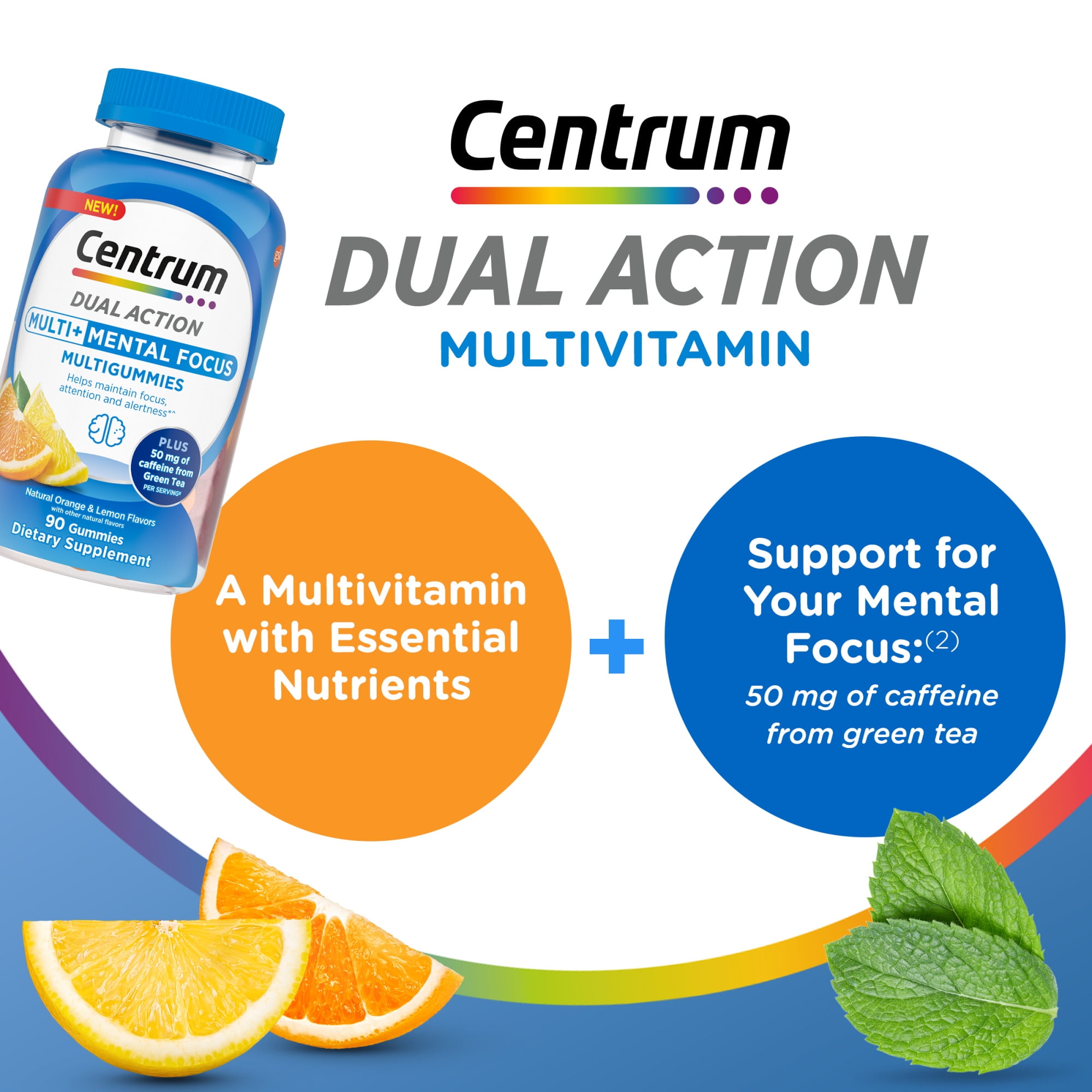 Centrum Multigummies Multi+ Dual Action Gummy Vitamins for Mental Focus , 90 Count