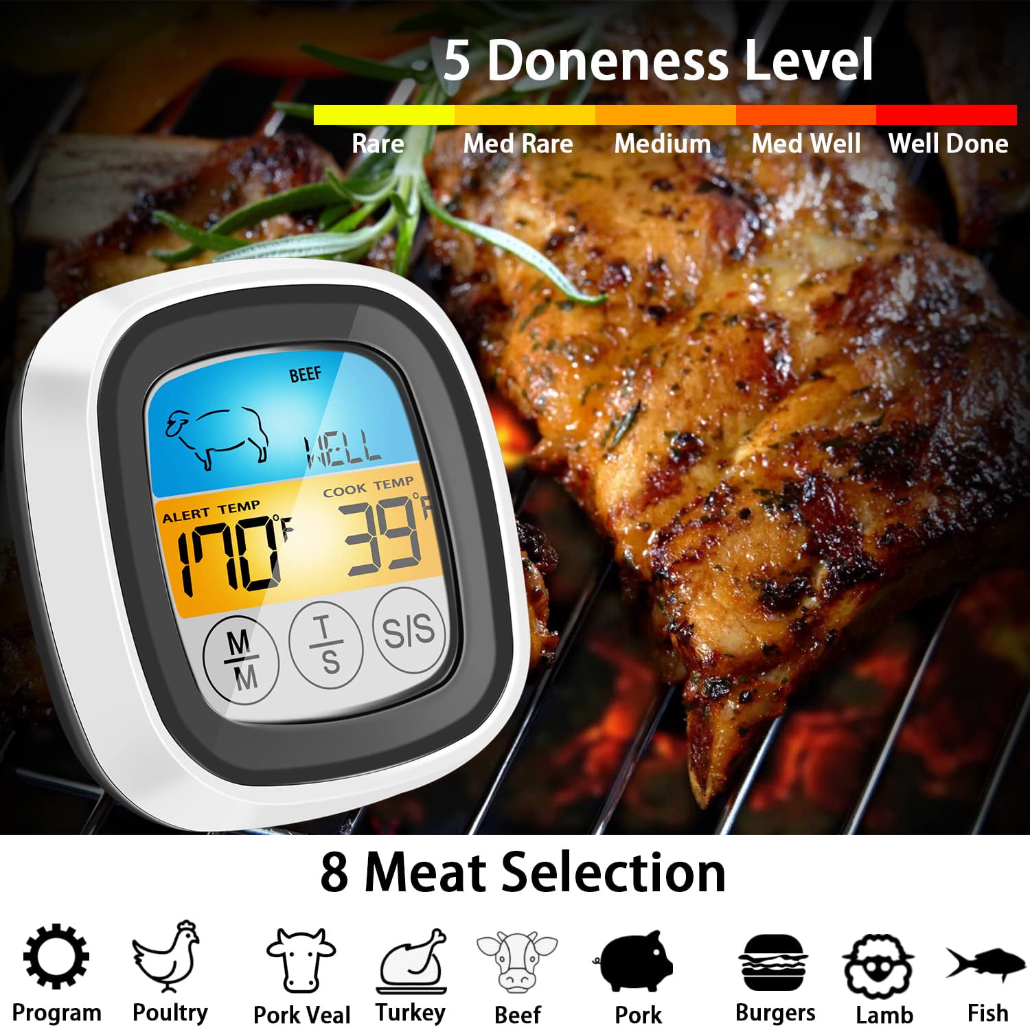 Harlyn FT450 Instant-Read Digital Meat/Food Thermometer - Digital LCD -  Kitchen, Indoor, Outdoor Cooking - Grill and BBQ [FT450] - $6.95 : Discount  Pharmacy Supplies, Vial Bottle, Rx Bag, Rx Folder, Wholesale Pharmacy  Supplies