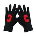 thumbnail image 2 of Dyfzdhu Women Men Touch Screen Gloves Warm Stretch Knitted Letter Printing Golves Students Outdoor Black, 2 of 5