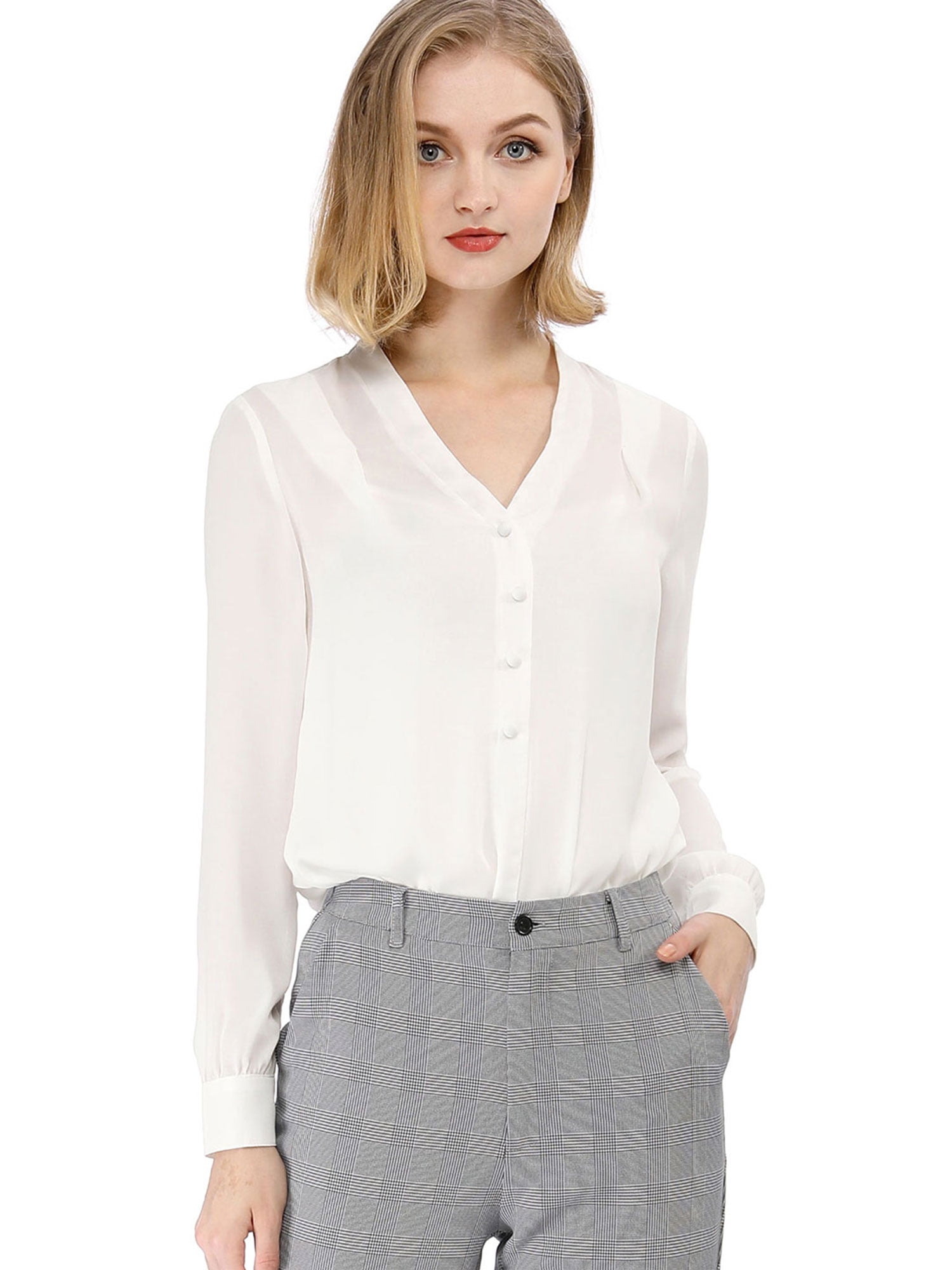 chiffon button down blouse
