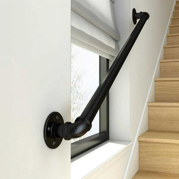 Jinsinto Industrial Iron Pipe Stair Railing, Grab Rails, Clothes Rack, Wrought Iron Handrail for Elderly Children in Hallways, Ramps or Stairs,30cm