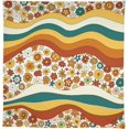 thumbnail image 5 of Retro Floral Tablecloth, Groovy Wavy Geometric Hippie Cute Flowers 70s 60s Yellow Orange Print Table Cloth Cover for Holiday Home Picnic Party Wedding Buffet 55x55inch, 5 of 6