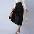 thumbnail image 7 of Ahabrexf Satin Pencil Skirt for Women High Waist Asymmetrical Slit Midi Skirt Solid Color, 7 of 7