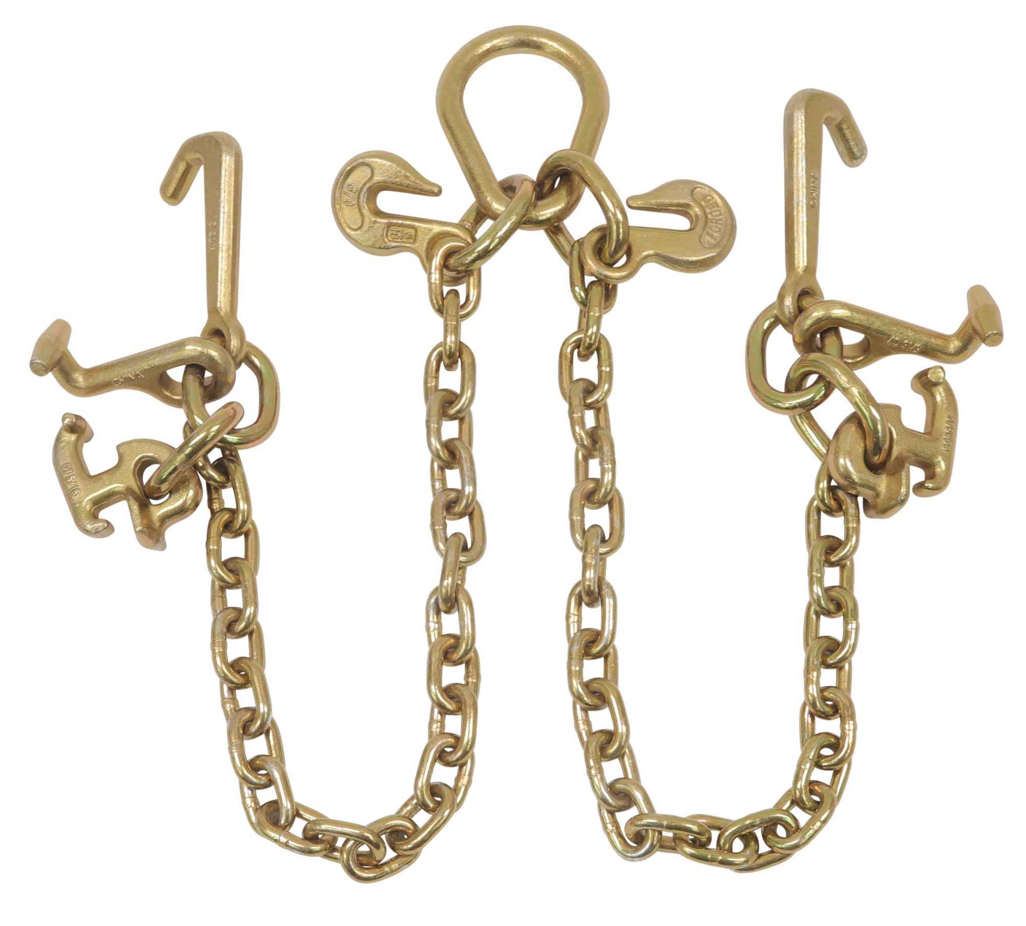 Mytee Products G70 VChain Bridle w/RTJ Cluster Hooks and Grab Hooks, 3' Legs Tow Chain 4700 WLL