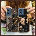 thumbnail image 5 of ABL-Phone Case For MOTO G Play 2024/4G/5G, Simplicity Skin-friendly feel Back Cover silicone cute soft case Waterproof Bear bracelet Dirt-resistant Black pearl pendant Cartoon Anti-knock, 5 of 9