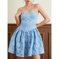 thumbnail image 3 of KelaJuan Women Summer Mini Evening Dress Solid Color/Floral Embroidery Off Shoulder Party Dress, 3 of 6