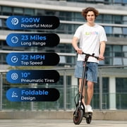 iScooter 500W Electric Scooter for Adults, Max 22Mph & 23Miles, 10 Pneumatic Tire, Foldable Commuting E-Scooter with APP Control, Black