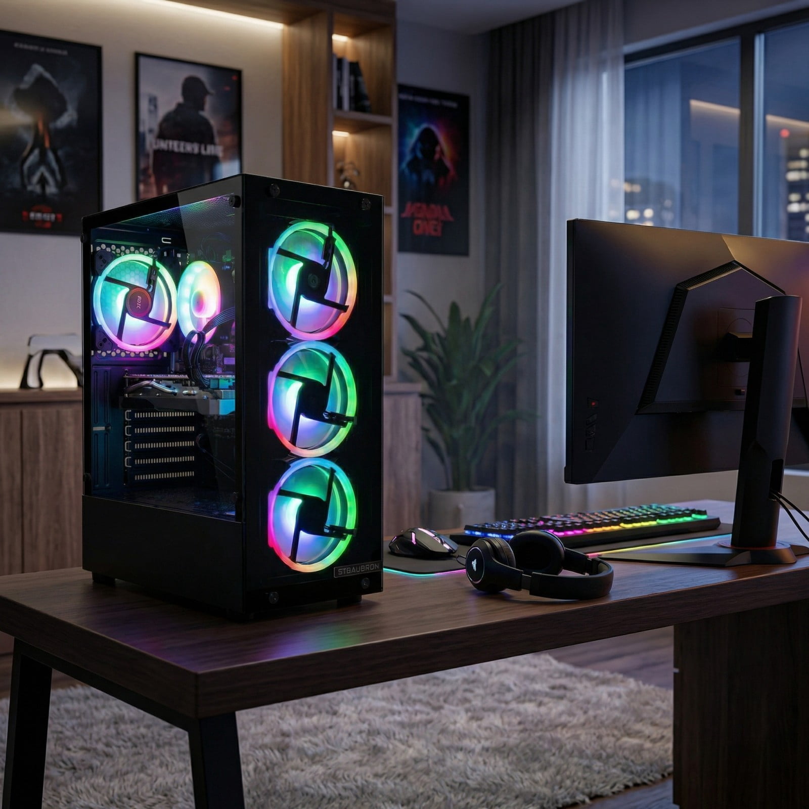 STGAubron Gaming PC, Intel Core I7-4770 up to 3.9G, RTX 2060 6G GDDR5, 16GB RAM, 512GB SSD, WiFi 6 & BT 5.2, RGB Fan x4, Win 11 Home