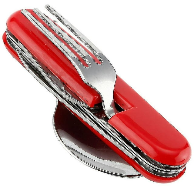 6 In 1 Functal Tableware Folding Less Steel Spoon Fork Bottle1pcs