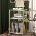 thumbnail image 3 of Large Record Player Stand, 3-Tier End Table with Vinyl Storage Up to 130 Albums, Industrial Turntable Printer Tables, Modern Side Tables for Living Room, Office, Gold, 3 of 9