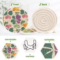 thumbnail image 4 of Yayeee 6 PCS Drink Coasters with Holder Set Woven Absorbent Round Tabletop Hot Pad, Purple Clover Pattern, 4 of 7