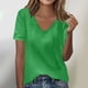 thumbnail image 2 of Camisas de Manga Larga Casual de las Mujeres Color Sólido Nuevo Cuello en V Tira Suelta Cepillada Camisa de Manga Corta, 2 of 6