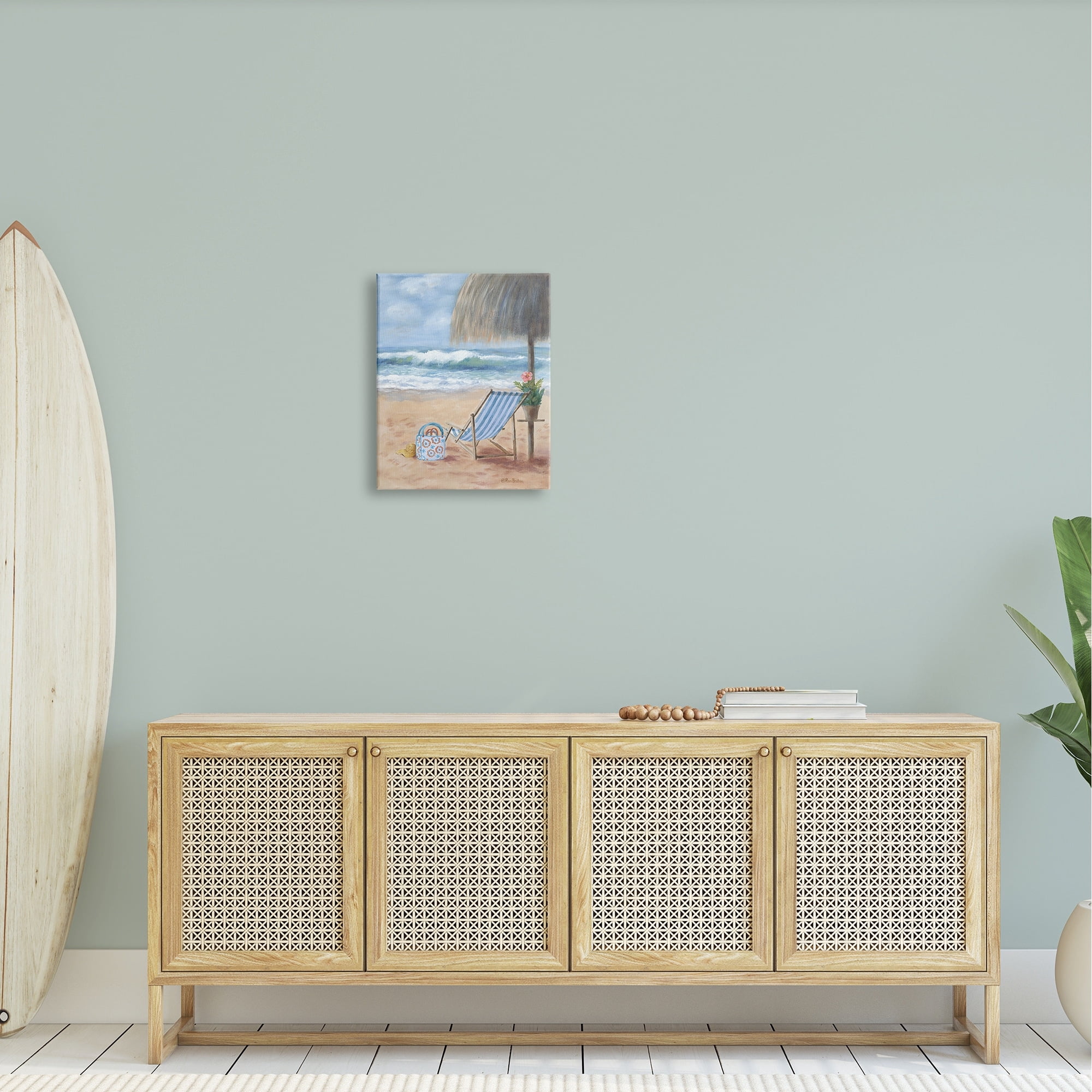 Stupell Beach Chair Tropical Relaxing Vacation Landscape Painting Gallery Wrapped Canvas Print Wall Art