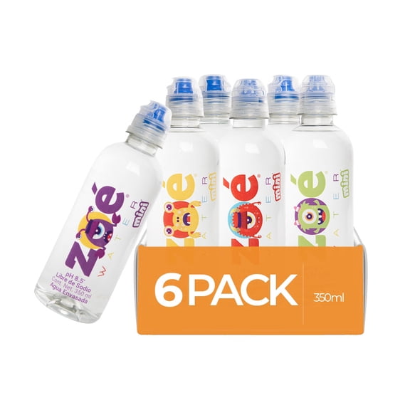 Agua Zoé Water mini pH 8.5 con 6 botellas de 350 ml c/u