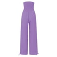 thumbnail image 3 of DHFJKG High Waist Pants For Women Wide Leg Smocked Waist Summer Breathable Linen Solid Color Pants With Pockets Beach Vacation Clothes Soft Trousers, 3 of 3