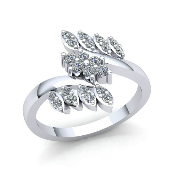 0.33ct Round Brilliant Cut Ladies Bridal Fancy Leaf Anniversary Wedding Band Solid 10K Rose, White or Yellow Gold JK I1