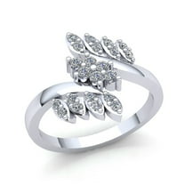 0.33ct Round Brilliant Cut Ladies Bridal Fancy Leaf Anniversary Wedding Band Solid 10K Rose, White or Yellow Gold JK I1