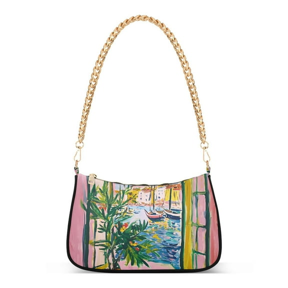 FORMRS Womens Shoulder Bag with Chain Strap Clutch Purse Cute Tote Handbag, Yellow Window