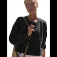 thumbnail image 3 of Sudadera Corta para Mujer, Cuello Redondo, Larga, Talla Grande, Otoño-Invierno 2025, Estilo Jersey Holgado. Negro L, 3 of 10