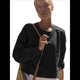 thumbnail image 3 of Sudadera Corta para Mujer, Cuello Redondo, Larga, Talla Grande, Otoño-Invierno 2025, Estilo Jersey Holgado. Negro L, 3 of 10