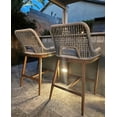 thumbnail image 3 of PURPLE LEAF Outdoor Bar Stools Set of 2, Rattan Woven Aluminum Boho Style with Back and Cushion, All-Weather, for Garden, Kitchen Island, Patio, 3 of 9