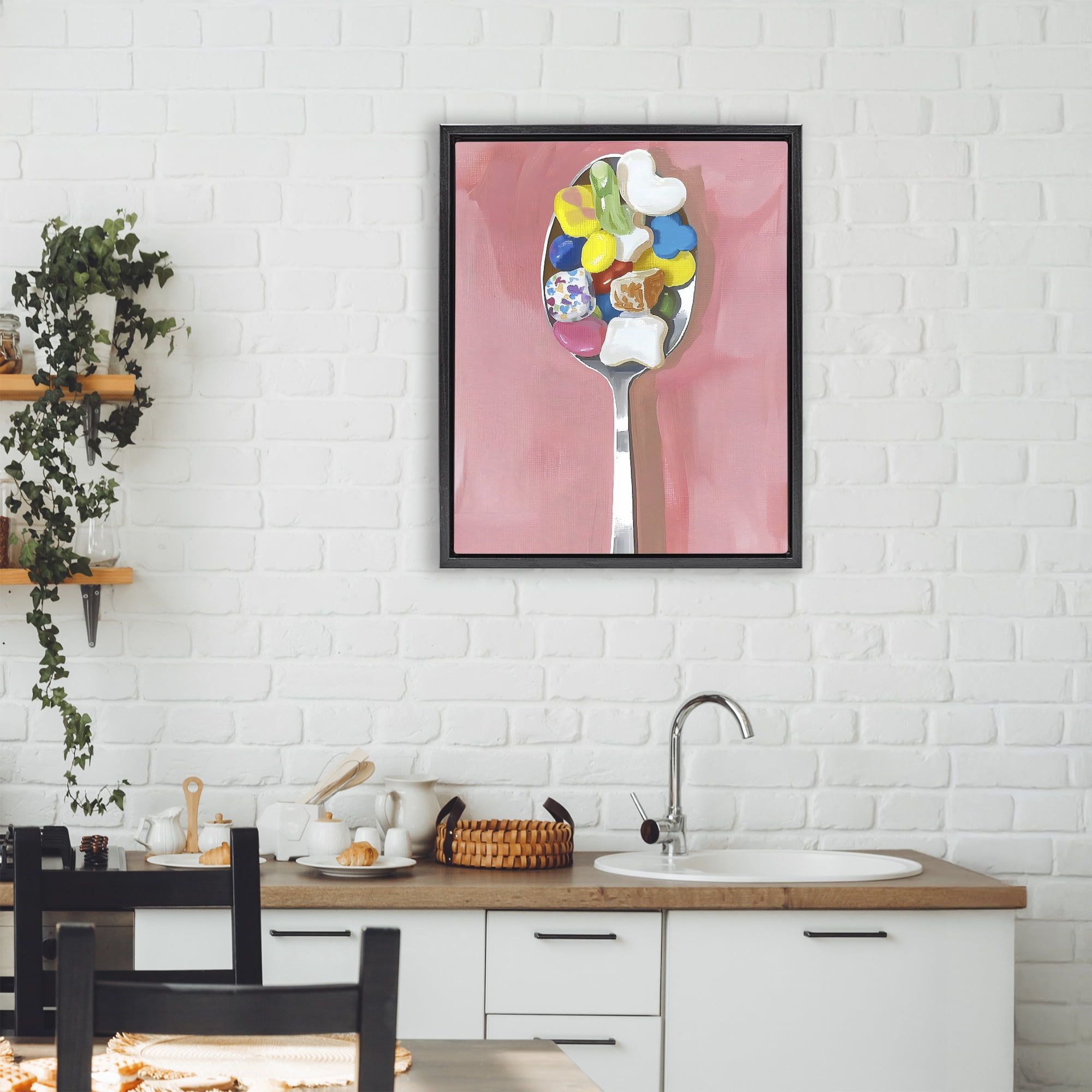 Stupell Industries Nostalgic Fun Breakfast Spoon Black Framed Floater Canvas Wall Art, design by The Prints Vibe