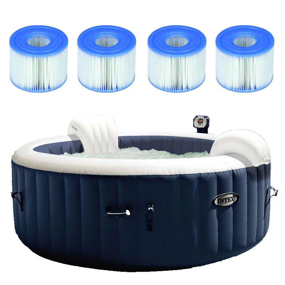 Intex Pure Spa Inflatable 4 Person Hot Tub w/ Type S1 Filter Cartridges