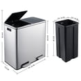 thumbnail image 5 of Stainless Steel 60L Dual Compartment Trash Can, Silver, 5 of 5