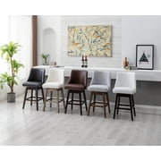 Guyou 27.5Counter Height Bar Stools Set of 2, Nailhead Trim Linen Barstools with Back and Wood Legs, 360°Swivel Upholstered Stool Chairs for Kitchen Island Breakfast Bar Restaurant, Cream