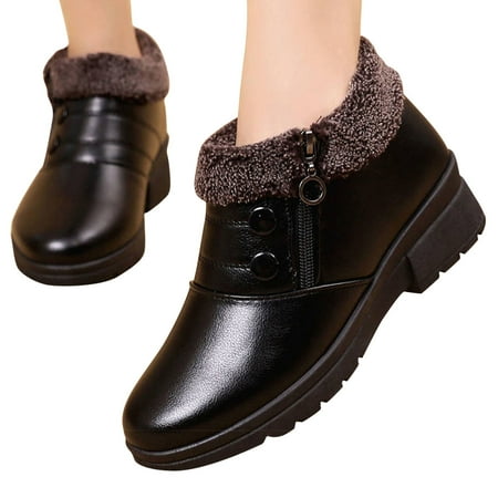 

Bnwani Work Boots For Men Clearance Low Heel Shoes Ziper Non-slip Warm Ankle-High Black Boots 36-41