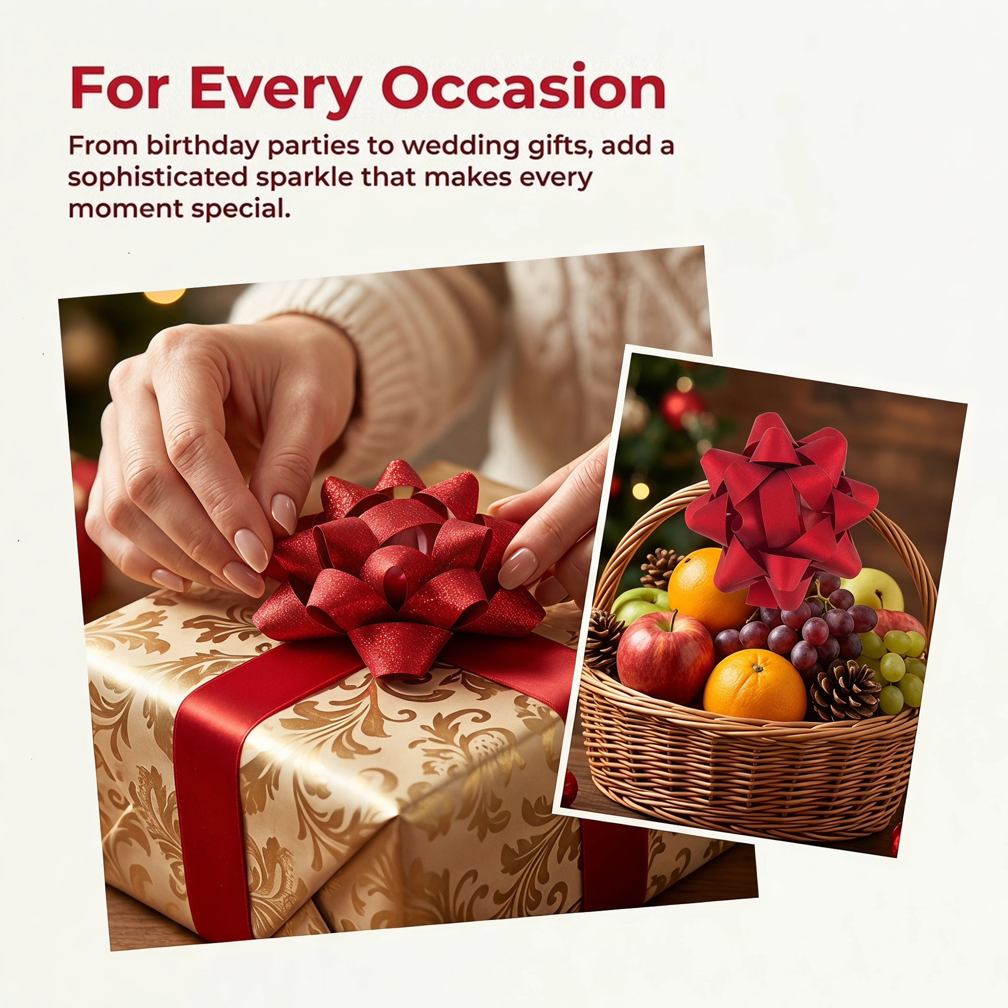 Unique Bargains Pre-Made Gift Bows for Creative Gift Wrapping and Decoration Red