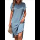 thumbnail image 2 of Vestido Midi de Verano para Mujer, Color Liso, con Abertura, Azul , Talla S, 2 of 9