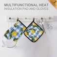 thumbnail image 4 of Yayeee Oven Mitts and Pot Holder Set of 2 Heat Resistant Kitchen Gloves Baking Hot Pad, Light Blue Plaid, 4 of 5