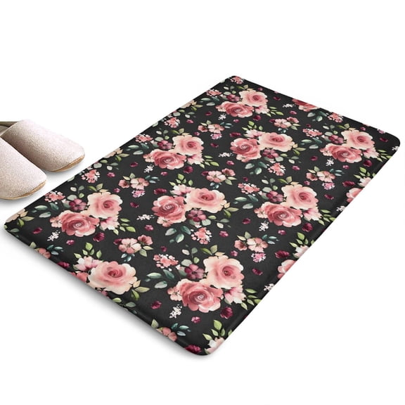Pioneer Flower Floral Print Flannel Non Slip Door Rugs,Washable Door Mats Indoor,Decorative Door Mats,Dirt-Resistant and Absorbent Doormat for Entrance,Bedroom,Kitchen,Bathroom,23.5"x16"