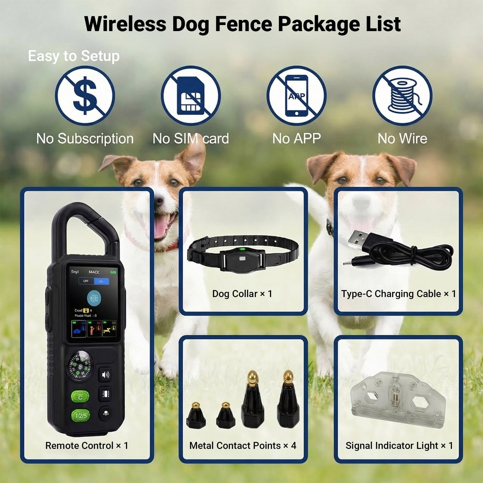 Wireless Dog Fence for Dog with Remote Training Invisible Fence Collar, 8 Adjustable Range, Up to 3300ft Training Area, Waterproof Vibrating Collar
